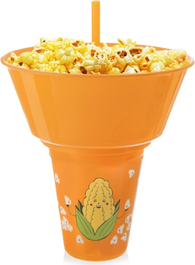 Pahar cu bol pentru popcorn 500 ml portocaliu