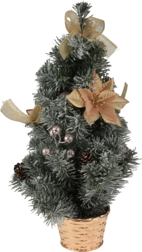 Brad de Crăciun în ghiveci 60 cm decorat, verde/mix de culori