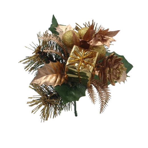 Crenguță decorativă de Crăciun aurie 18 cm