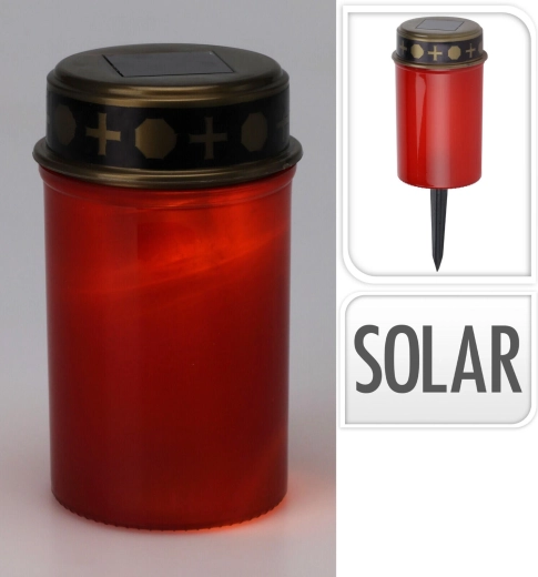 Lumânare LED pentru cimitir cu încărcare solară, țăruș, 12 cm