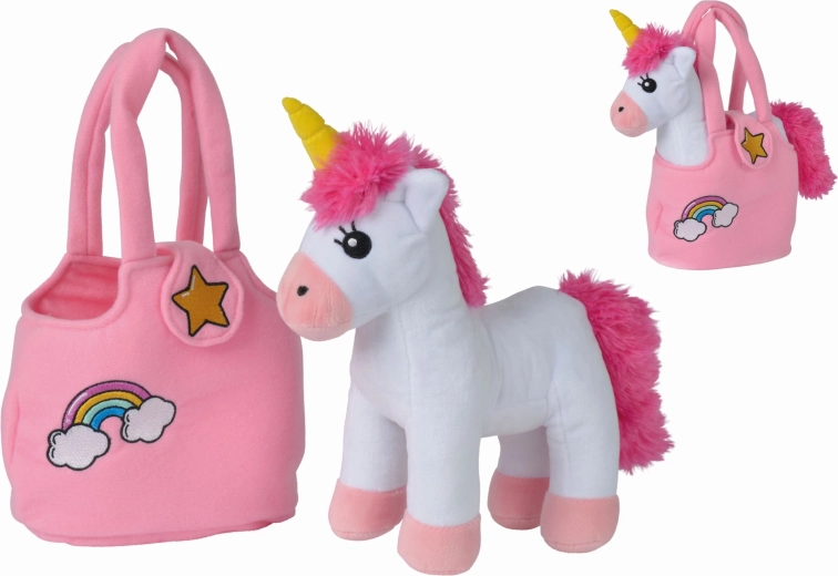 Unicorn de pluș în geantă