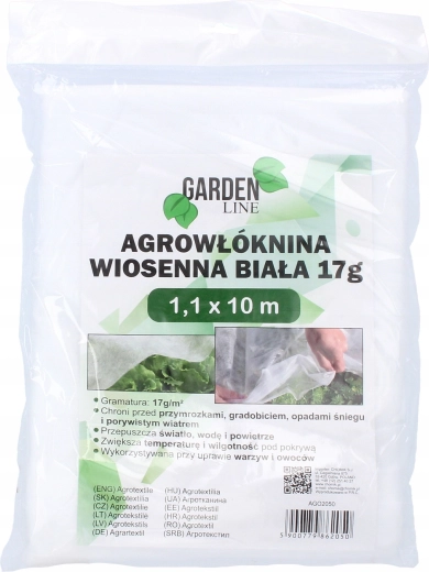 Agrotextil de primăvară, alb, 1,1 × 10 m, 17 g/m²