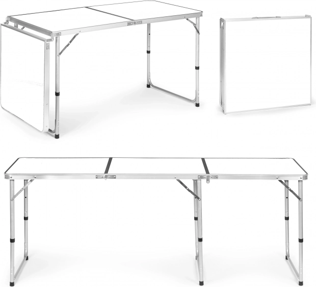 MultiGarden masă de camping pliabilă 180 × 60 cm, albă