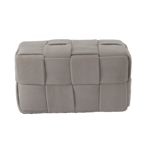 Puf dreptunghiular tricotat, gri deschis, 60 × 32 × 32 cm