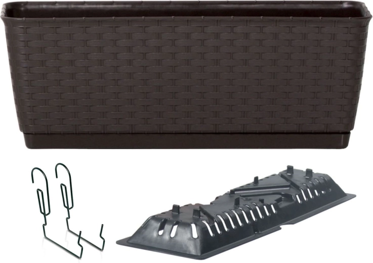 Jardinieră suspendată din ratan cu cârlige RATOLLA PW 40 cm – umbra