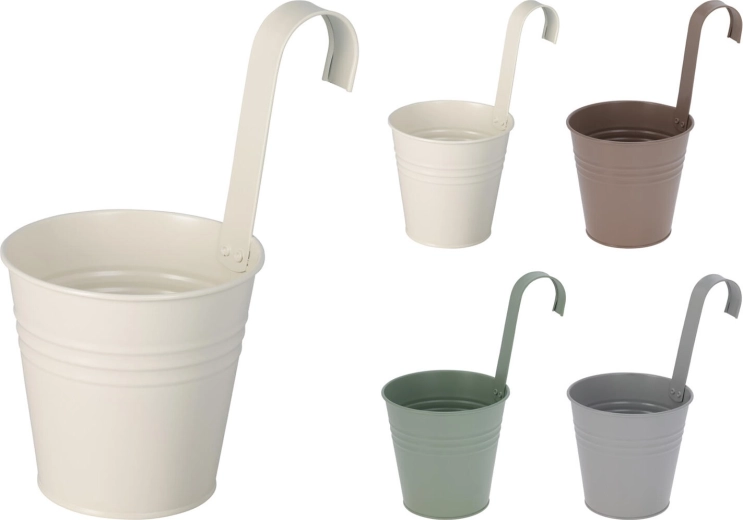 Ghiveci decorativ suspendat 13 cm din metal galvanizat – mix de culori