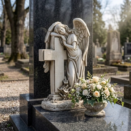 Motiv memorial demn: înger cu cruce