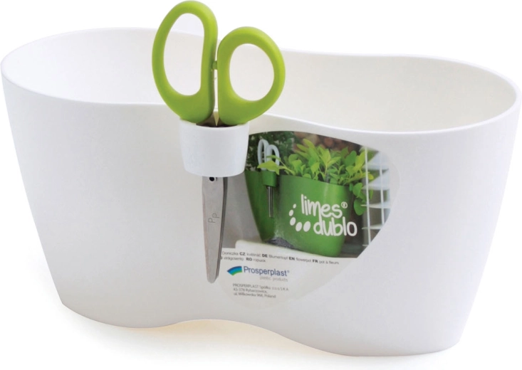 Ghiveci cu foarfecă LIMES DUBLO 25 cm – alb