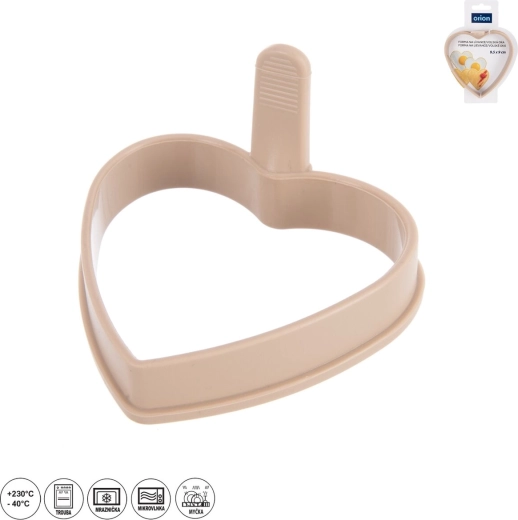 Formă din silicon pentru clătite și ouă ochiuri, inimă 9,5 × 9 cm, bej