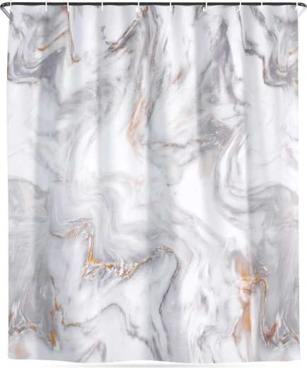 Perdea de duș impermeabilă marmură 180 × 180 cm cu cârlige