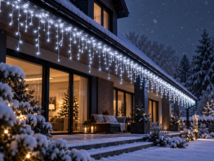 Efect impresionant de țurțuri luminoși