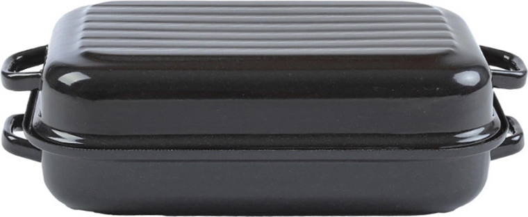 Tavă emailată din două piese 35 × 24 cm cu capac și fund texturat