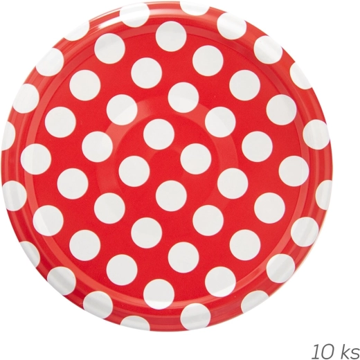Capac metalic pentru conserve 82 mm cu motiv cu buline (10 buc.)