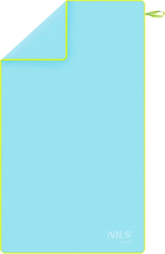 Prosop din microfibră cu uscare rapidă NILS aqua, albastru deschis/verde, 180 × 100 cm