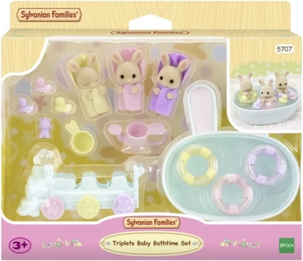 Sylvanian Families baie pentru tripleți – set cu iepurași și accesorii