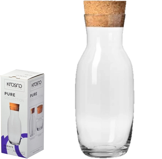 Carafă cu dop din plută naturală Pure 1 l Krosno