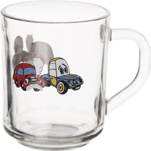 Cană din sticlă Orion cu mașinuțe 230 ml
