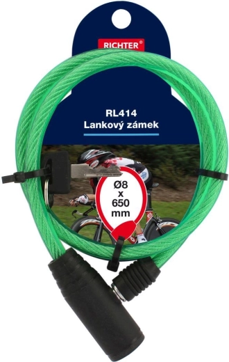Lacăt cu cablu RICHTER 8 × 650 mm, verde