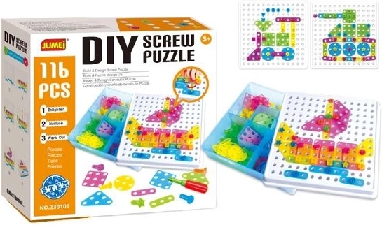 Set de construcție cu șuruburi în cutie, 116 piese - 1 bucată