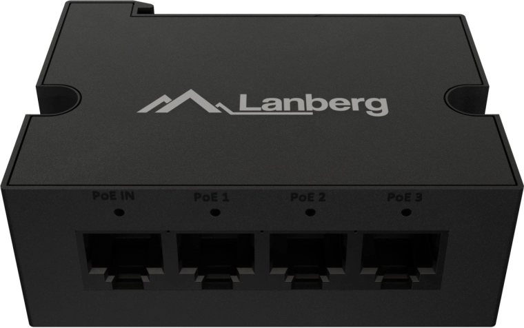 Switch extender PoE Lanberg pe șină DIN 1× PoE IN / 3× PoE OUT (Fast Ethernet, 30 W)