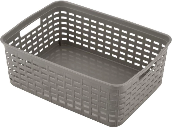 Coș de depozitare din plastic HEIDRUN cu model ratan 39 × 29 × 13 cm - 1 bucată