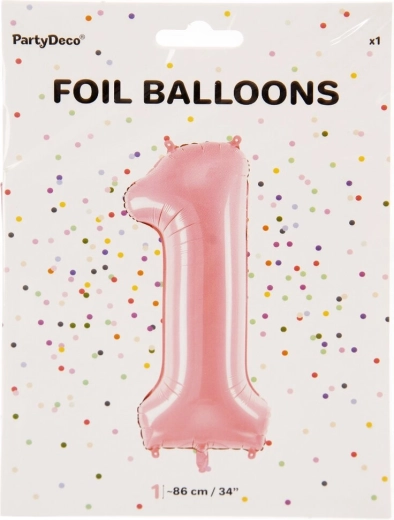 Balon din folie roz, cifra 1, 86 cm