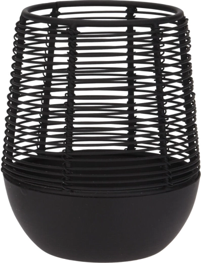 Sfeșnic din sârmă metalică pentru o lumânare, negru, 10 × 12 cm