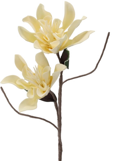 Floare decorativă de crizantemă cu 2 flori, 86 cm, albă