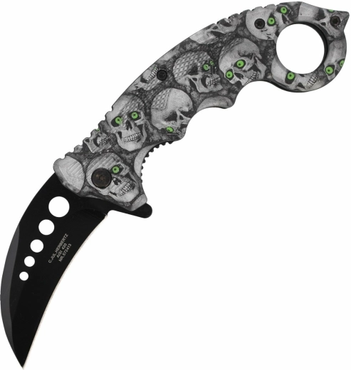 Herbertz CJH Totenköpfe cu cranii – cuțit de buzunar pliabil karambit 7,3 cm