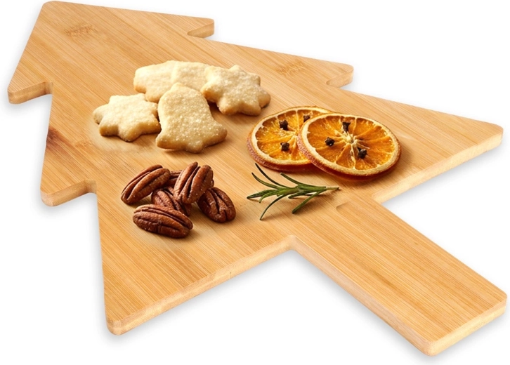 Tocător și platou de servire din lemn în formă de brad de Crăciun 44,5 × 30 cm