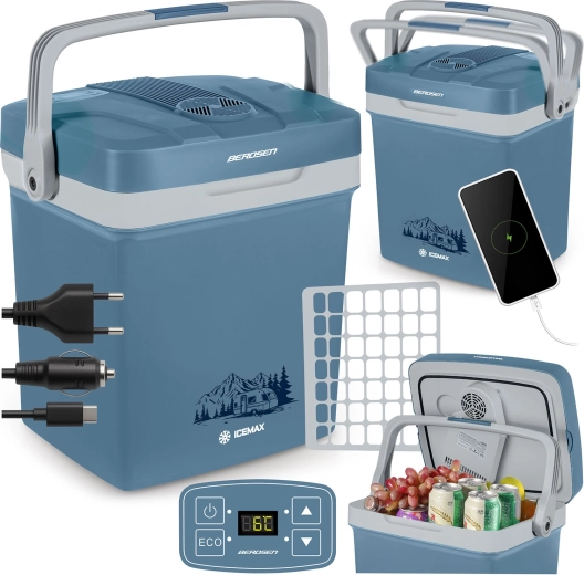 Frigider auto electric portabil BERDSEN ICEMAX 26 l cu mod ECO – albastru