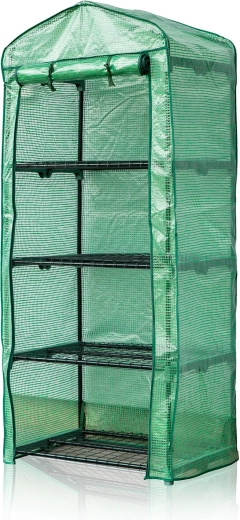 Folie pentru grădină 69 × 50 × 160 cm cu 4 rafturi, verde