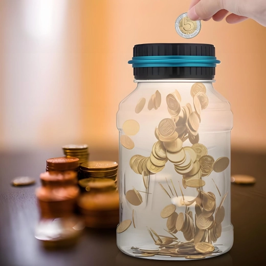 Recipient transparent 1,8 l pentru economisire pe termen lung