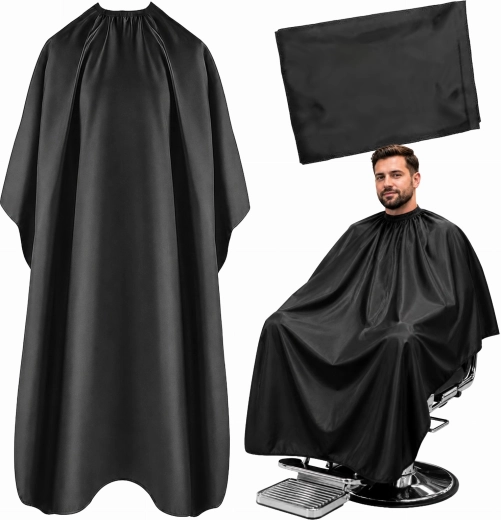 Pelerină neagră impermeabilă pentru coafor și barber 140 × 100 cm - 1 bucată