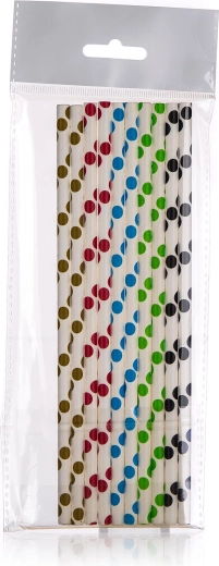 Paie de hârtie cu buline 6 × 200 mm, mix de culori (25 buc.)