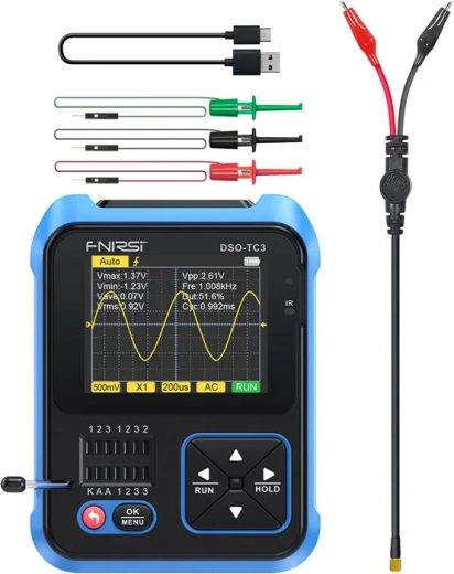Fnirsi DSO-TC3 osciloscop digital portabil 3 în 1 cu tester de componente și generator de semnal