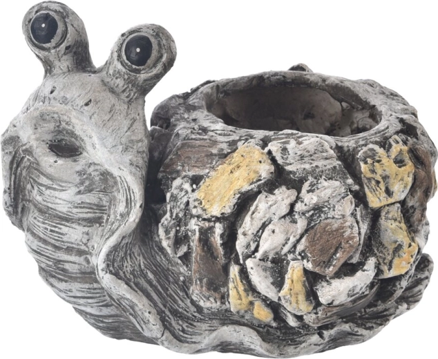 Ghiveci EBI din ceramică în formă de melc, cu aspect de piatră, 30 × 23 × 23 cm