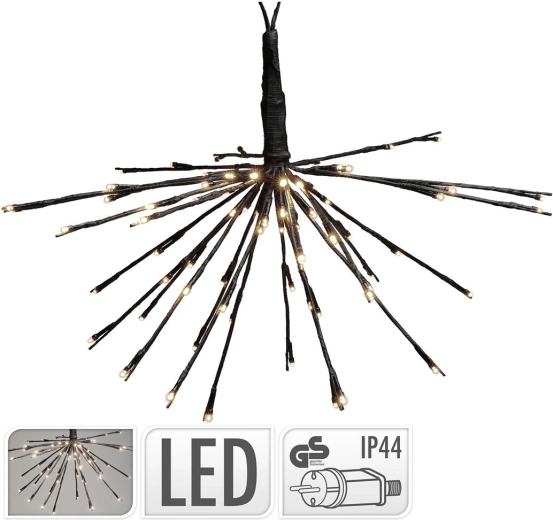 Decorațiune luminoasă suspendată 45 cm, 72 LED, alb cald, negru