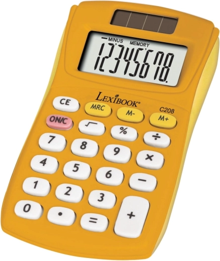 Calculator de buzunar Lexibook cu suprafață cauciucată, galben