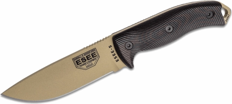 ESEE Model 5 cuțit outdoor 13,2 cm, negru-roșu, nisipiu, G10, teacă Kydex