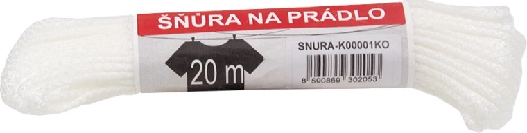 Sfoară de rufe PPV 20 m, diametru 3 mm, albă