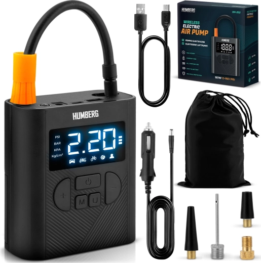 Mini compresor wireless HUMBERG cu baterie de 6000 mAh