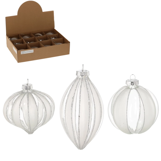 Glob de Crăciun din sticlă transparentă, mix de modele