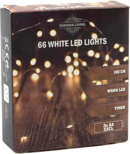 Ghirlandă luminoasă cu temporizator, 66 LED-uri, 100 cm