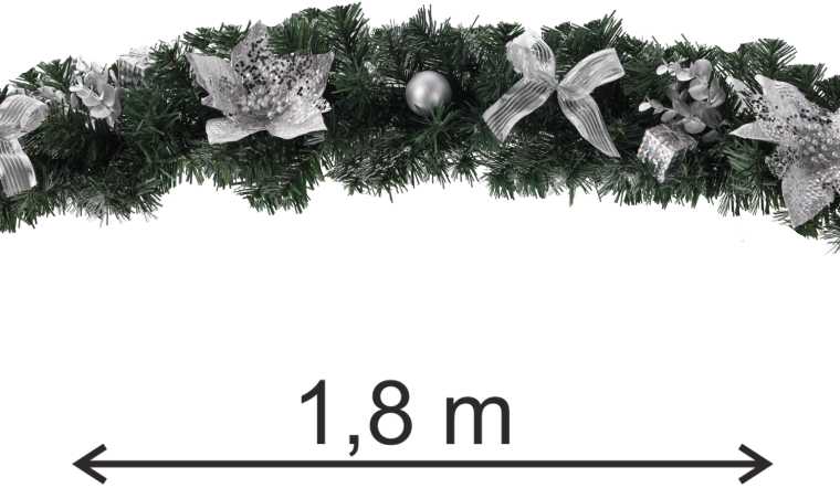 Ghirlandă argintie de Crăciun 1,8 m