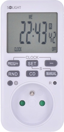 Solight comutator digital săptămânal cu temporizator, LCD mare iluminat