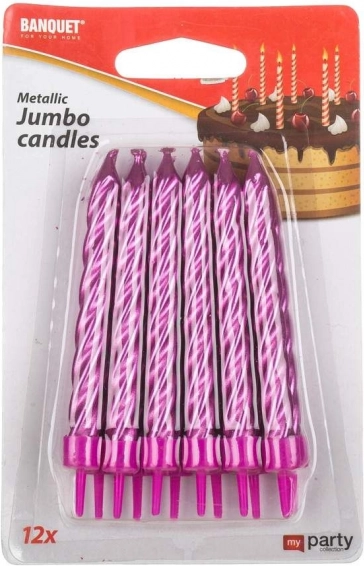 Lumânări aniversare Jumbo MY PARTY - set de 12 bucăți