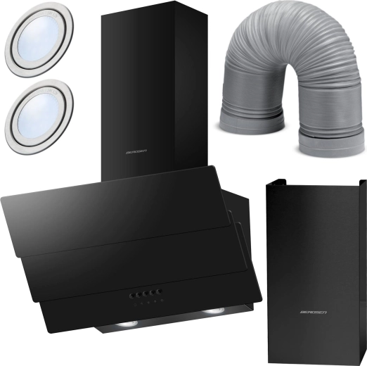 Hotă decorativă tip șemineu 60 cm Berdsen BT-212, neagră