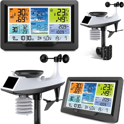 Stație meteo wireless cu LCD color și multisenzor exterior, grafit