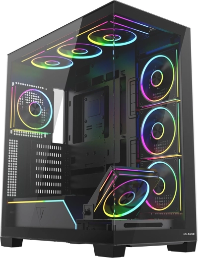 Carcasă PC MODECOM Volcano Stellar Plus ARGB Midi 8F, neagră
